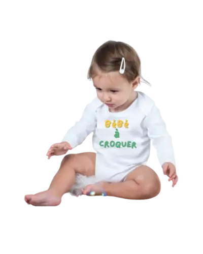 Body à manches longues Gwenaëlle avec modèle couleur White avec modèle bébé et design