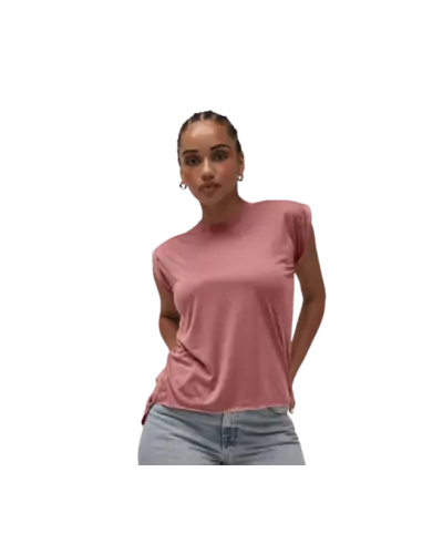 T-shirt Katell à personnaliser modèle femme posant debout - couleur rose