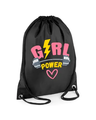 Sac de Gym Girl Power couleur Noir