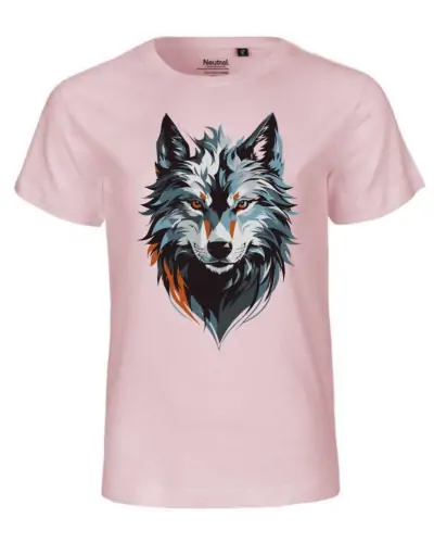 T-shirt enfant Nael design Loup couleur rose