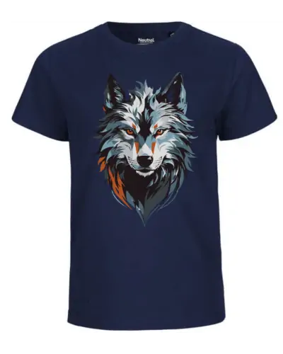 T-shirt enfant Nael design Loup couleur navy