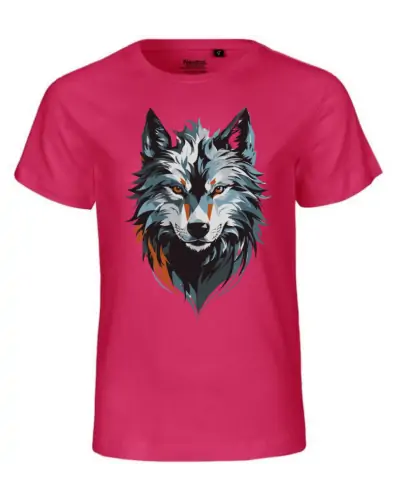T-shirt enfant Nael design Loup couleur pink